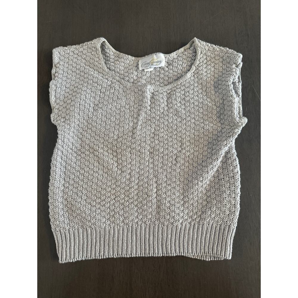 Vtg 80s Cross Country Knits Women’s sweater Vest Grey Made in USA